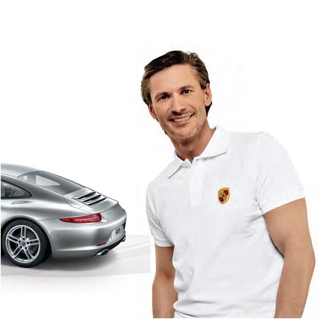 Porsche Original Men's White Polo Shirt with Crest
